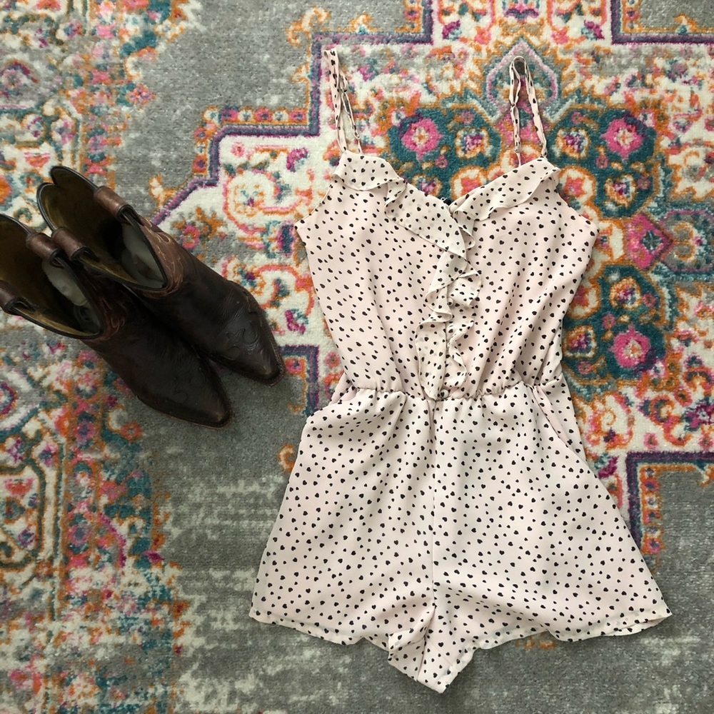 H&M pink ruffle heart romper Size 2